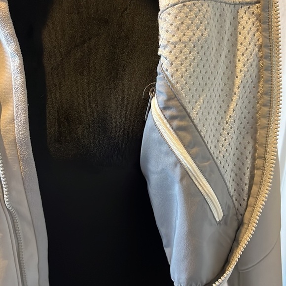 Patagonia polar tech zip up running waterproof breathable light gray jacket Sz L - Picture 8 of 12